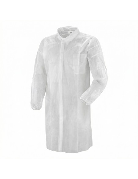 Camice monouso in PLP con chiusura a velcro - Bianco - Taglie L, XL, XXL