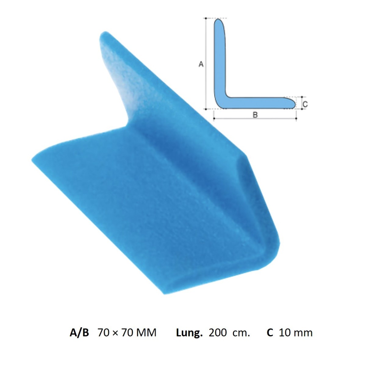 Angolari  ad L75 polietilene azzurro 75 x75 H 200 cm