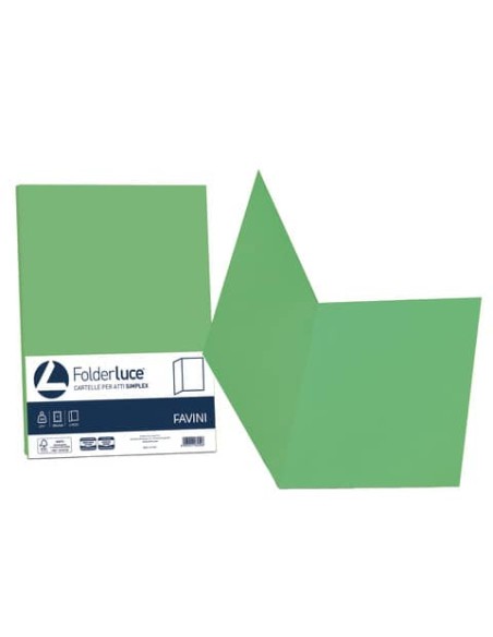 Cartellina semplice FAVINI FOLDER S cartoncino Simplex Luce&Acqua 200 g/m² 25x34cm verde 60  conf.50 - A50D664
