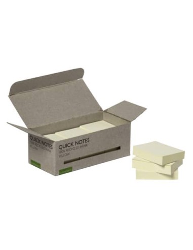 Foglietti riposizionabili riciclati Q-Connect gialli conf. 12 blocchetti da 100 fogli 38x51 mm - giallo - KF17323