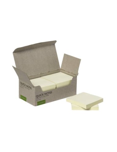 Foglietti riposizionabili riciclati Q-Connect gialli conf. 12 blocchetti da 100 fogli 76x76 mm - giallo - KF17321