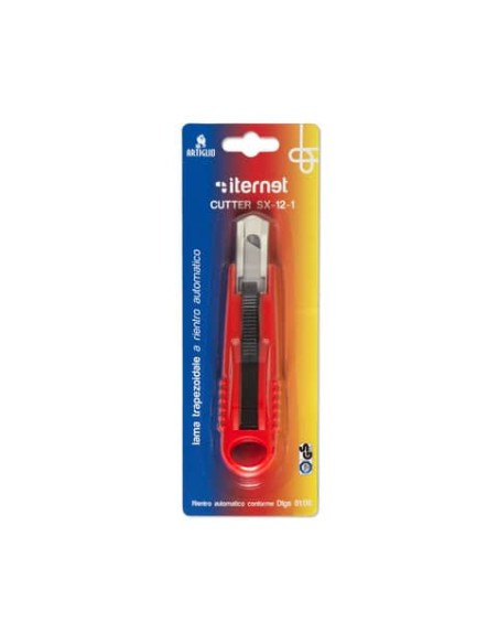 Cutter con lama trapezoidale a rientro automatico Artiglio SX-12-1 rosso lama 18 mm - 4330B