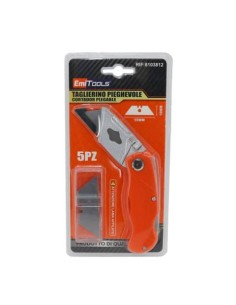 Cutter pieghevole Emi a lama trapezoidale 59x18 mm + 5 lame di ricambio - 8103812